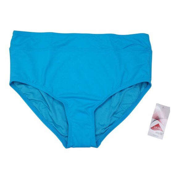 Lands End High Waisted Bikini Swim Bottoms Size 12 Turquoise Chlorine Resistant - Picture 10 of 10